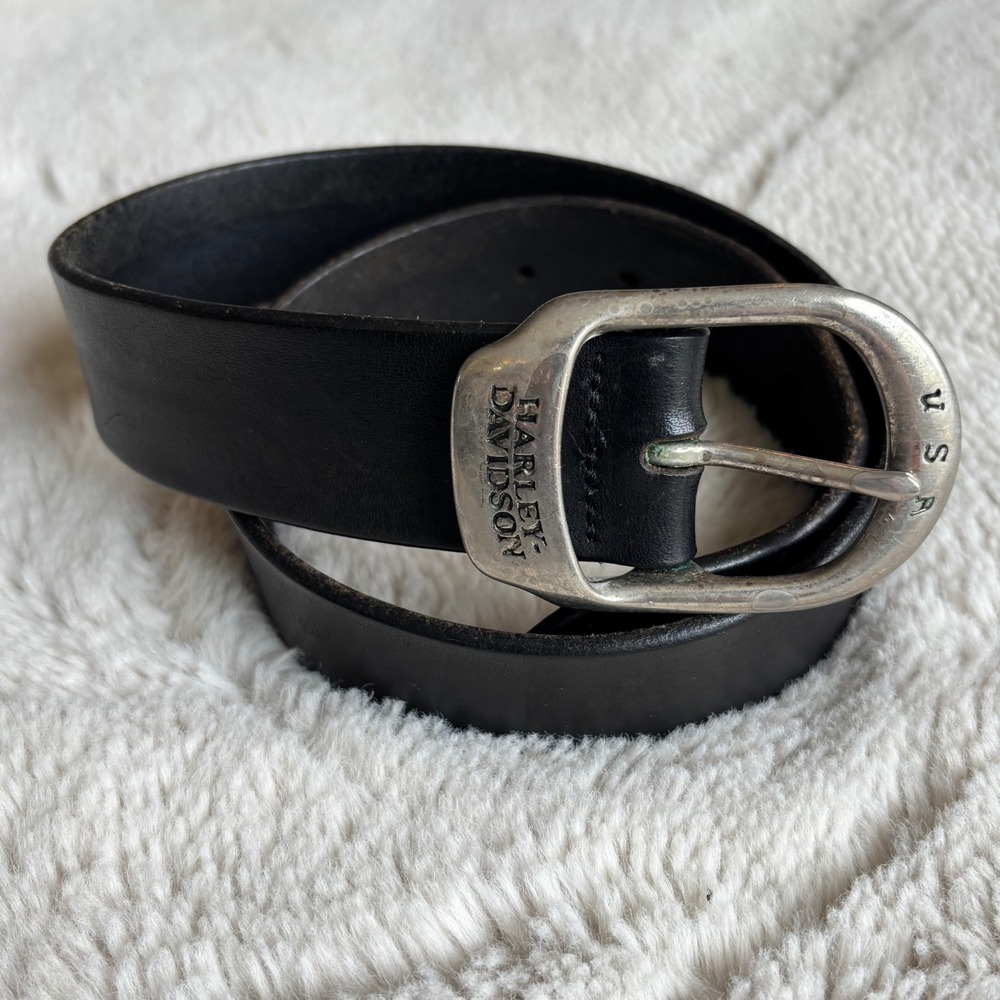 Harley-Davidson Belt Mens 28 Black Leather USA Buckle 99542-93VM